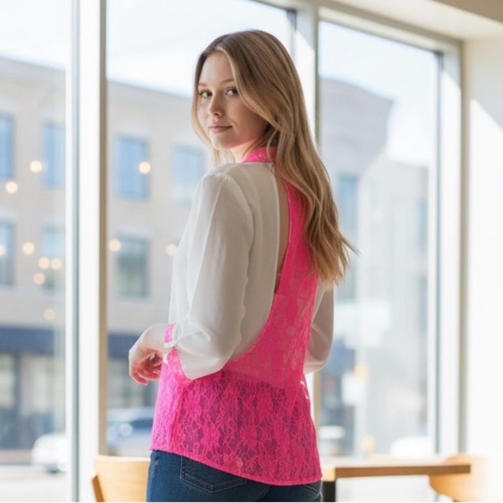 Elegant Pink Lace Women's Top